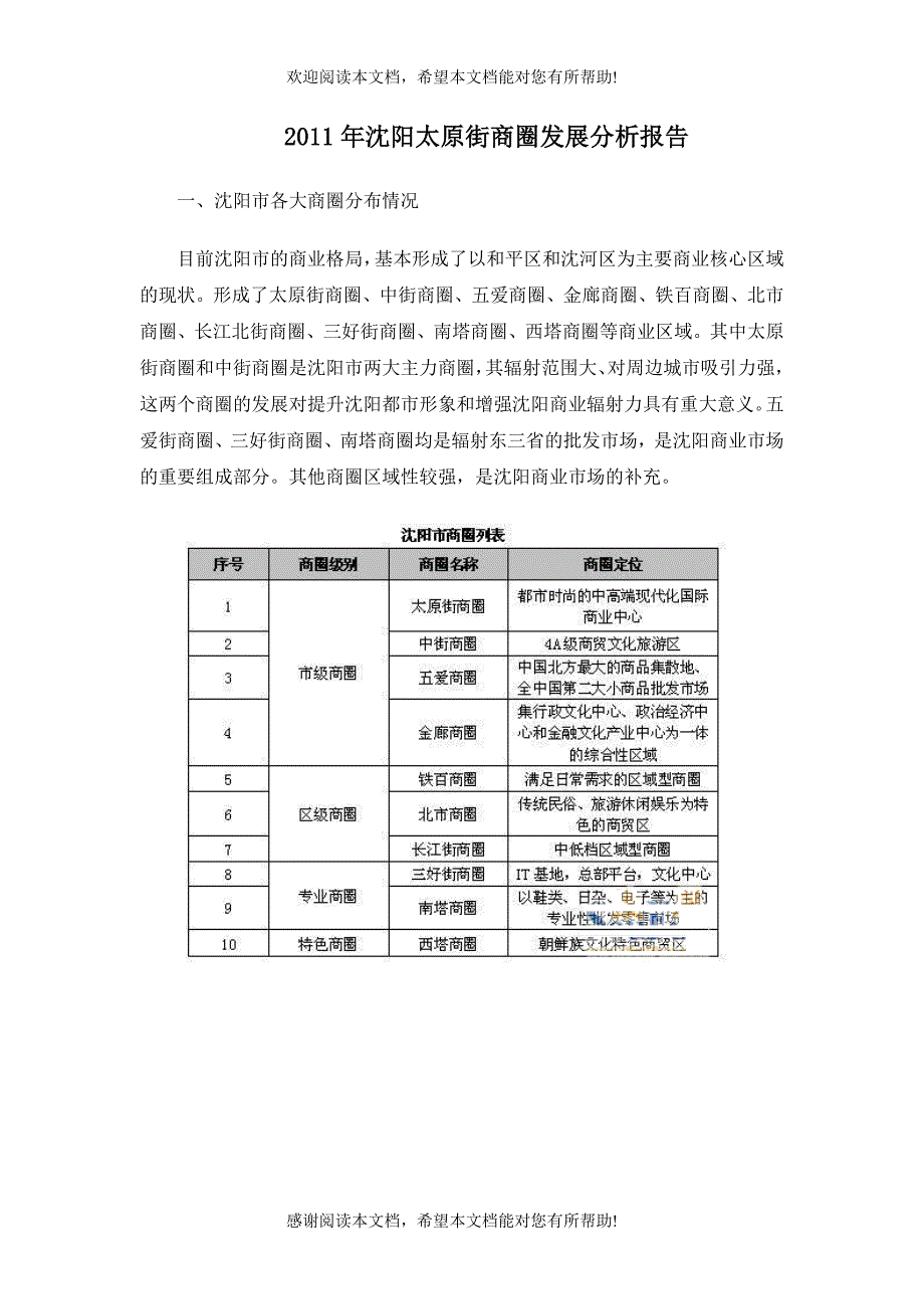 XXXX年沈阳太原街商圈发展分析报告_第1页