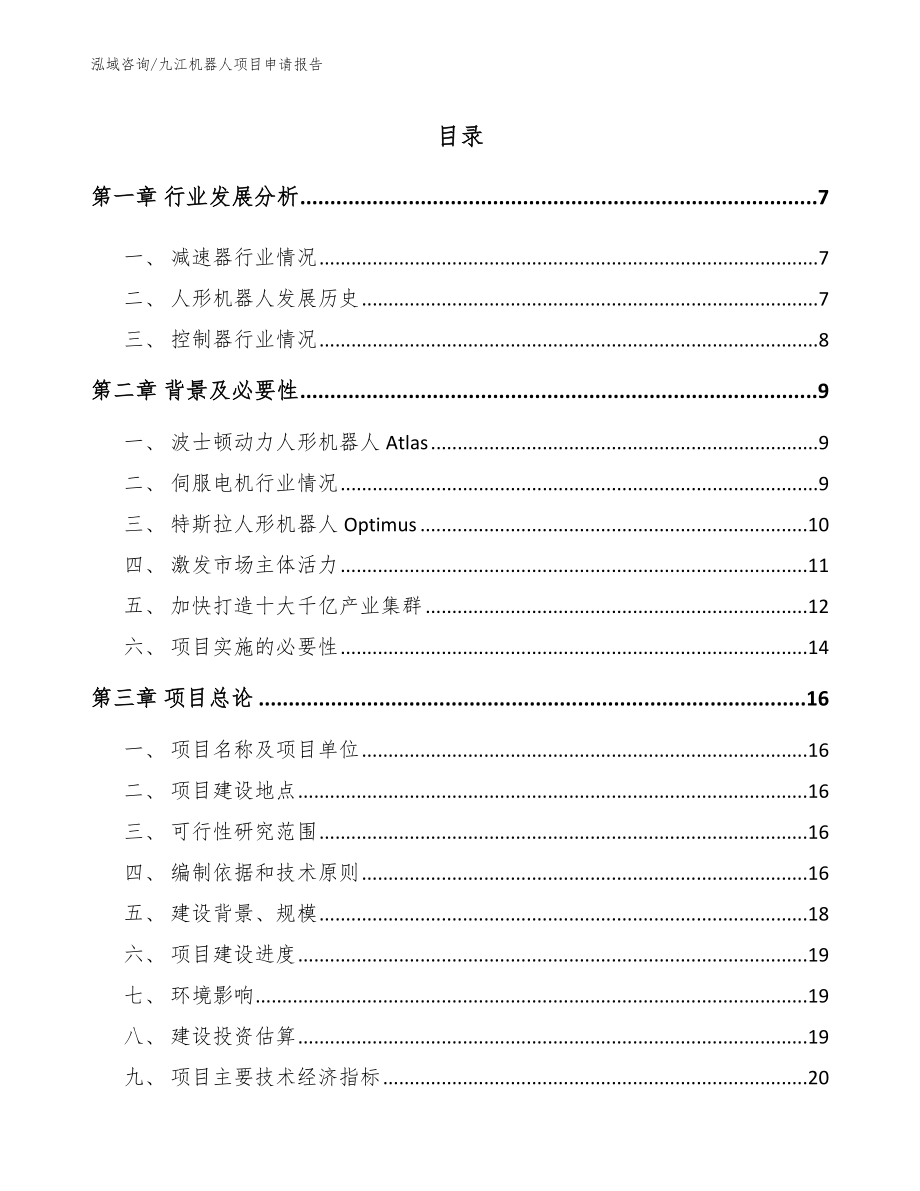 九江机器人项目申请报告【模板】_第1页