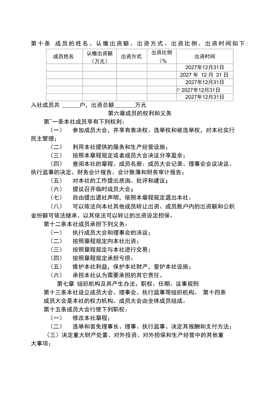 农民专业合作社设立大会纪要章程选举决议范本_第2页