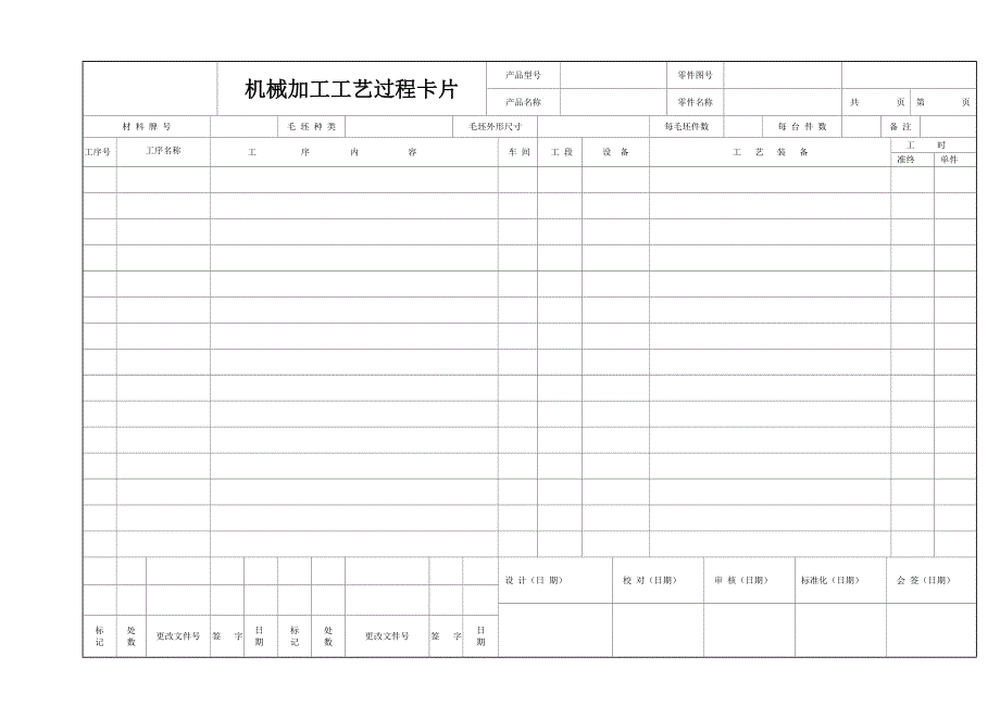 机械加工工艺过程卡片及工序卡片(空白).doc_第1页