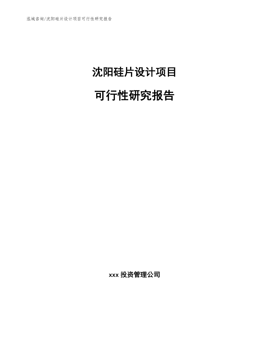 沈阳硅片设计项目可行性研究报告（范文）_第1页