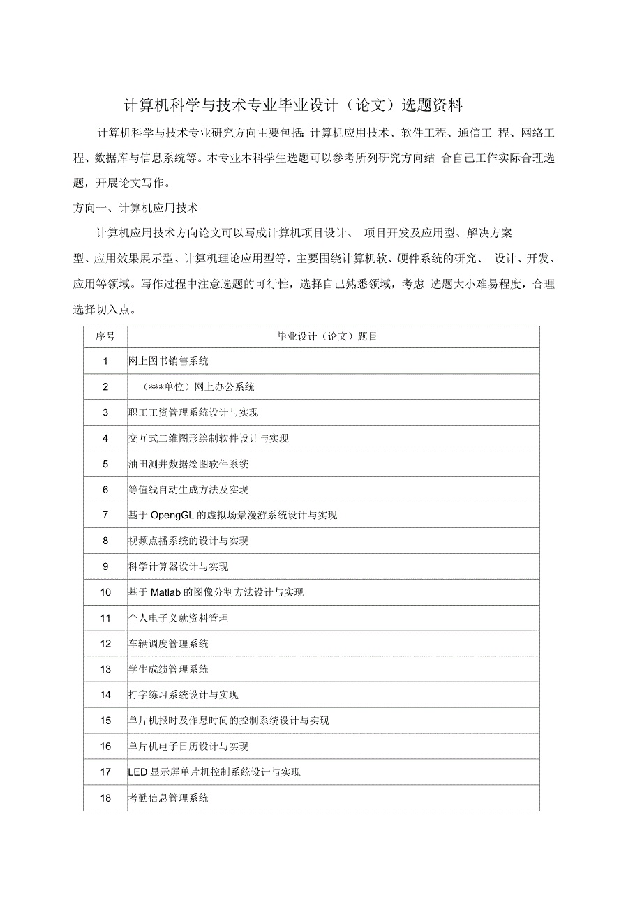 计算机科学与技术专业毕业论文参考选题_第1页