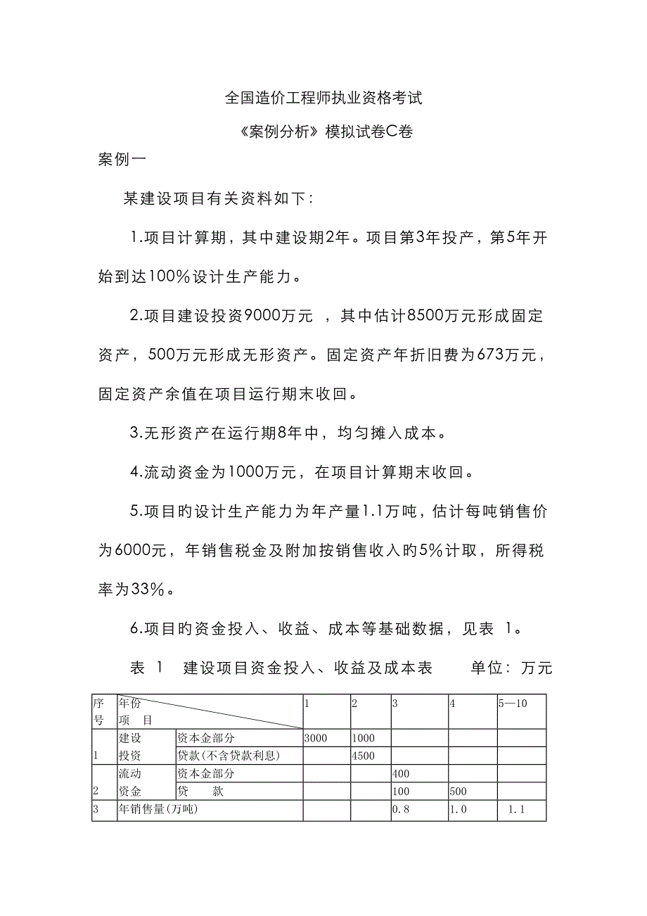 2022年最新造价工程师案例分析模拟试题C卷.doc_第1页