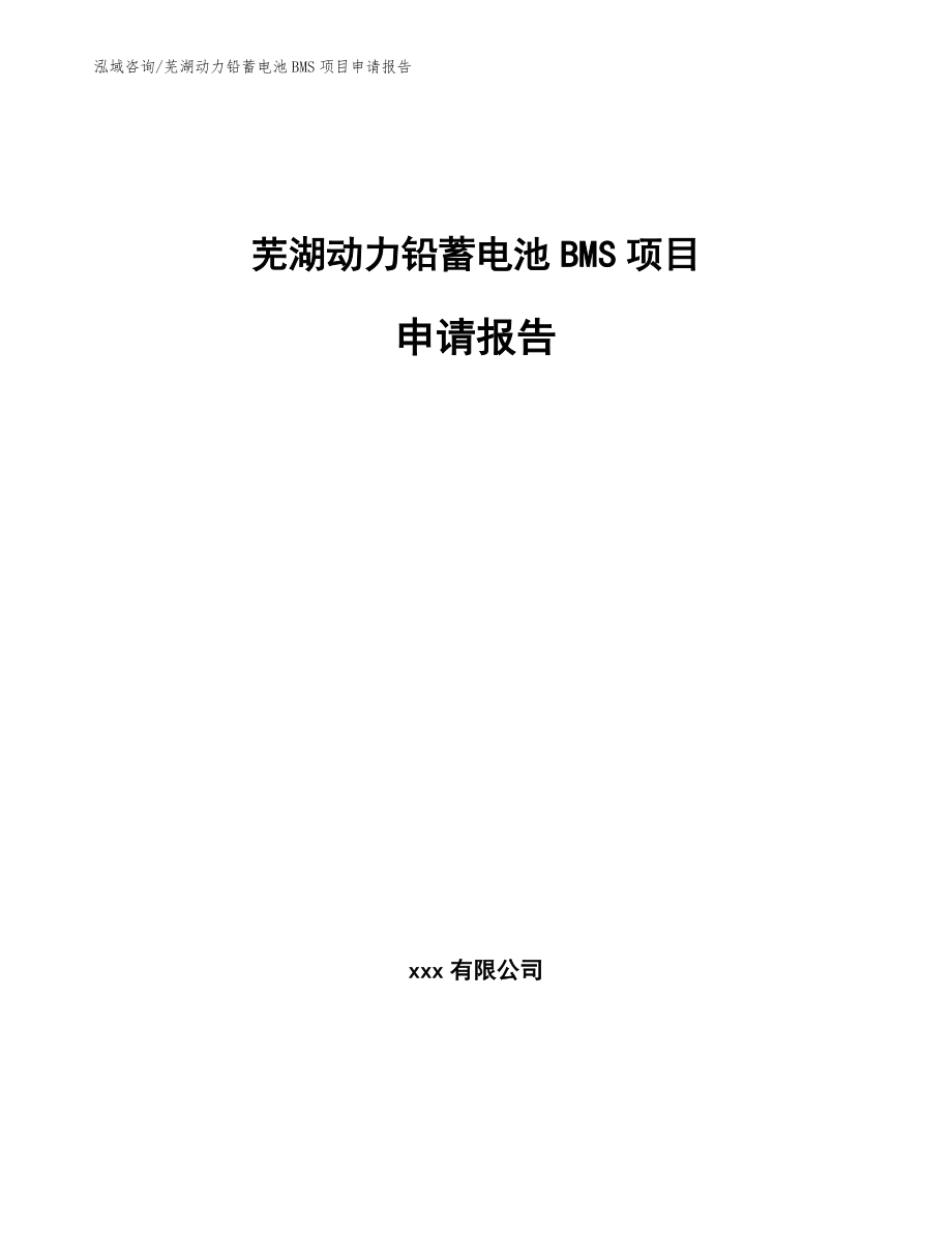 芜湖动力铅蓄电池BMS项目申请报告_第1页