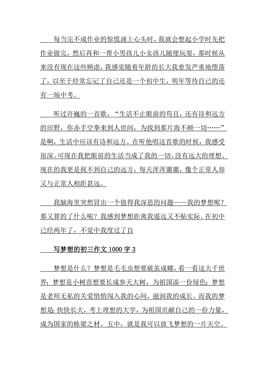 写梦想的初三作文1000字_第3页