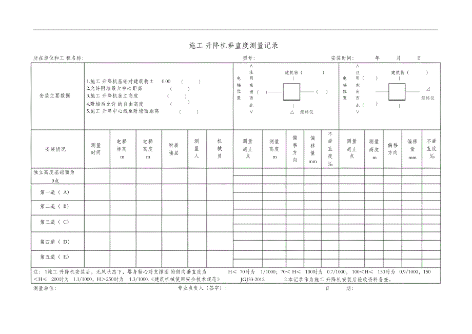 （完整版）塔吊垂直度测量记录表_第4页