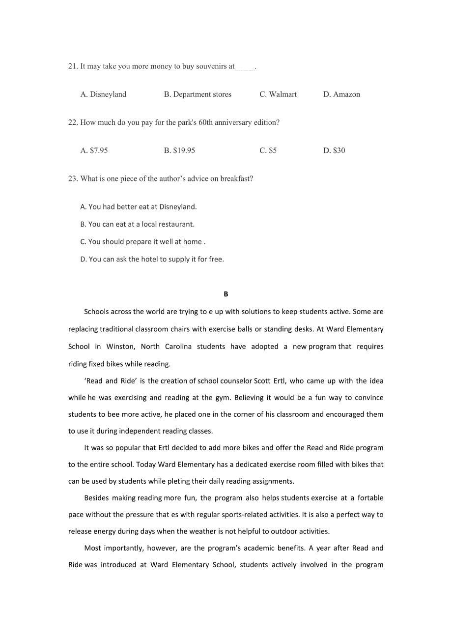 2022年高三下学期第三次模拟考试英语试题 含答案_第5页