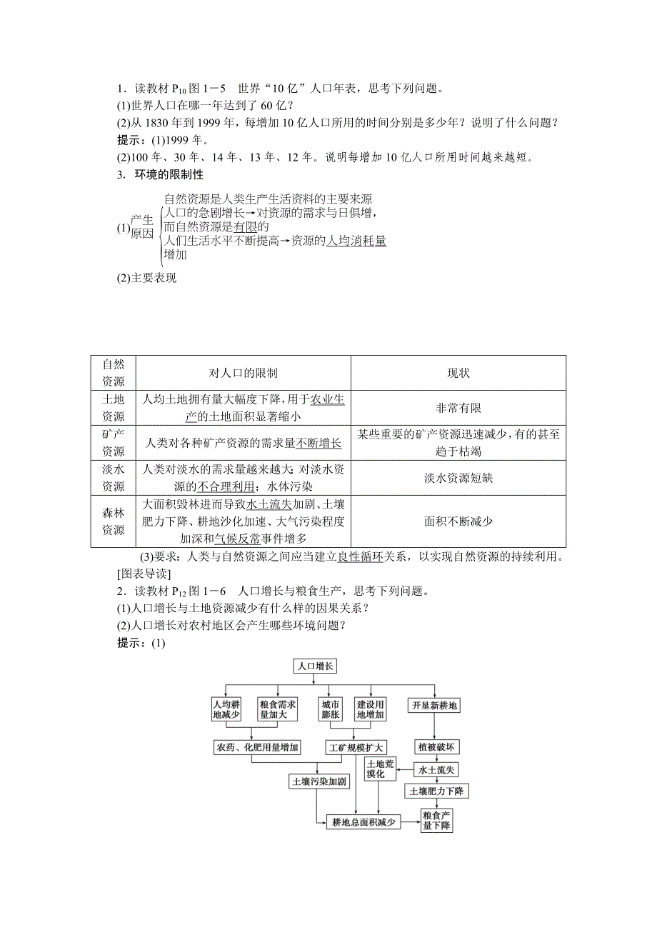 优化方案高中地理湘教版必修二学案 第一章 人口与环境 第二节人口合理容量_第2页