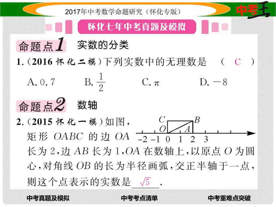 中考数学总复习 第一编 教材知识梳理篇 第一章 数与式 第一节 实数的有关概念（精讲）课件_第2页