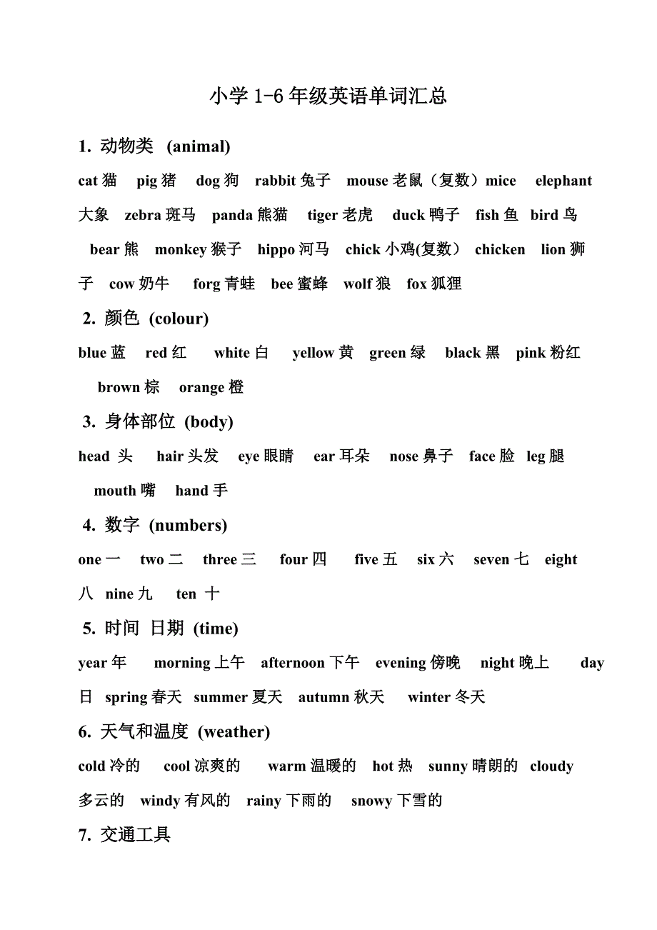 小学1至6年级英语单词汇总.doc_第1页