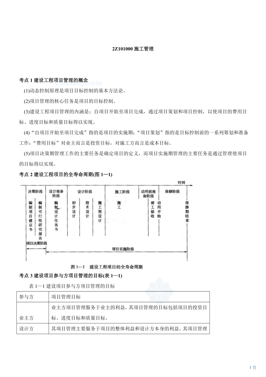 《建设工程施工管理》考点解析讲义_第1页