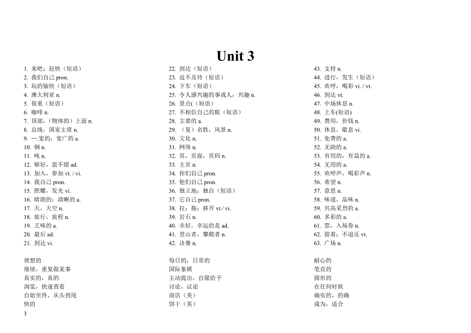 牛津8au1-u8单词(中文)_第3页