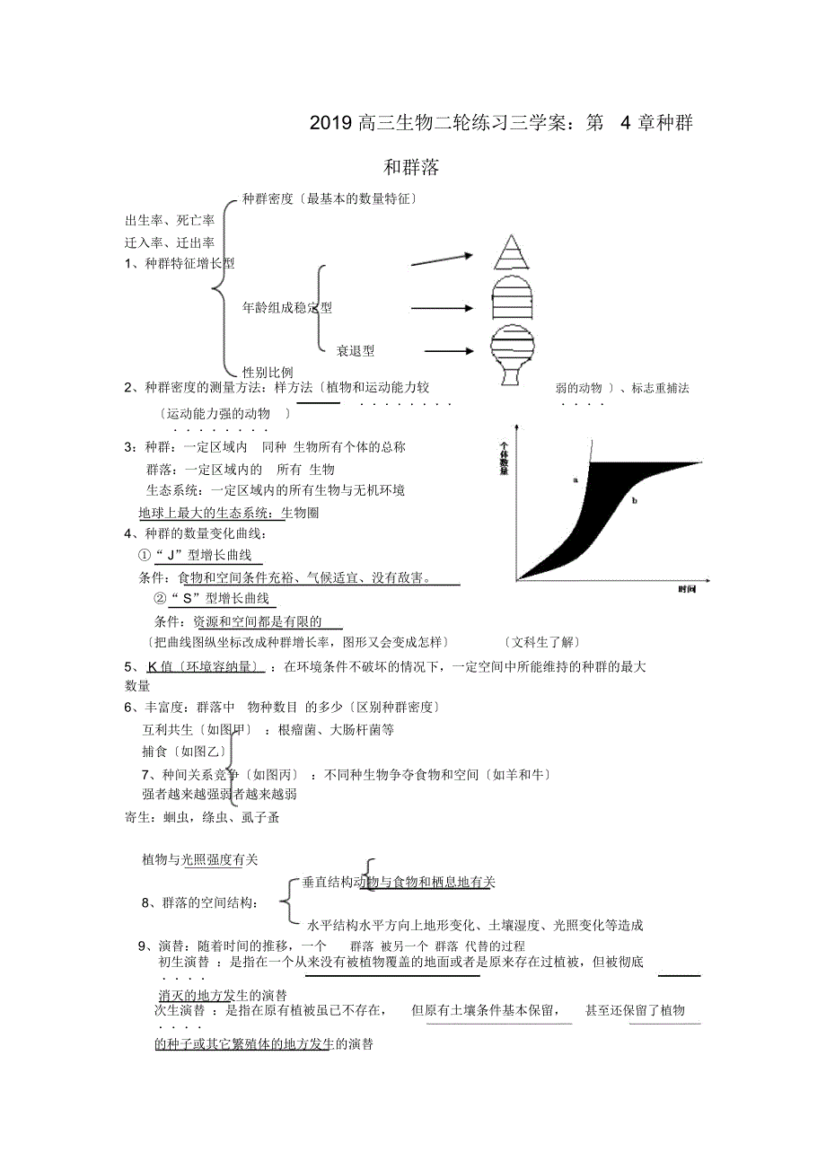 高三生物二轮练习三学案：第4章种群和群落_第1页
