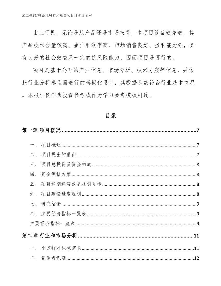 鞍山纯碱技术服务项目投资计划书_第2页