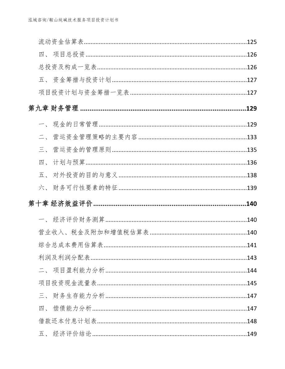 鞍山纯碱技术服务项目投资计划书_第5页