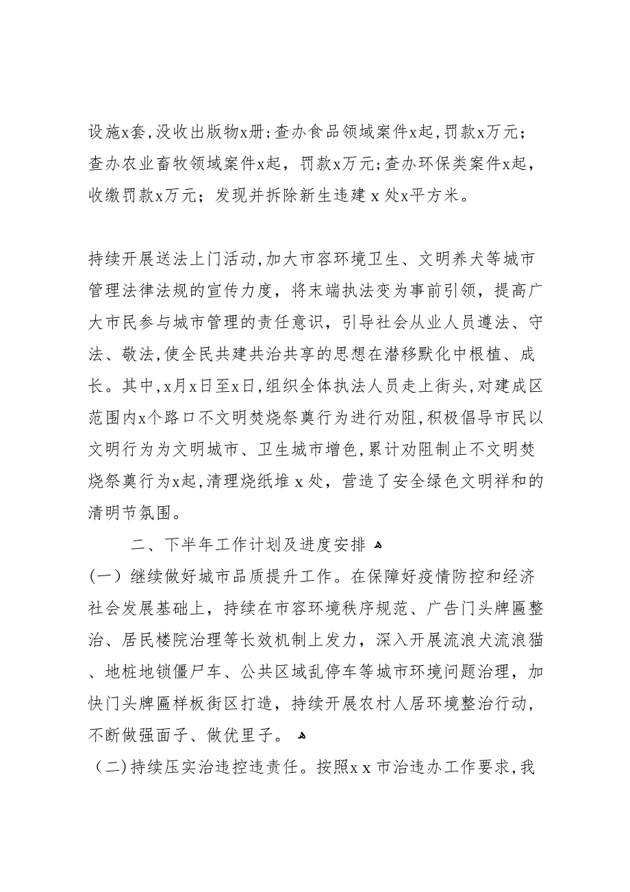 发挥动车精神市综合行政执法局年上半年工作总结及下半年工作思路_第5页