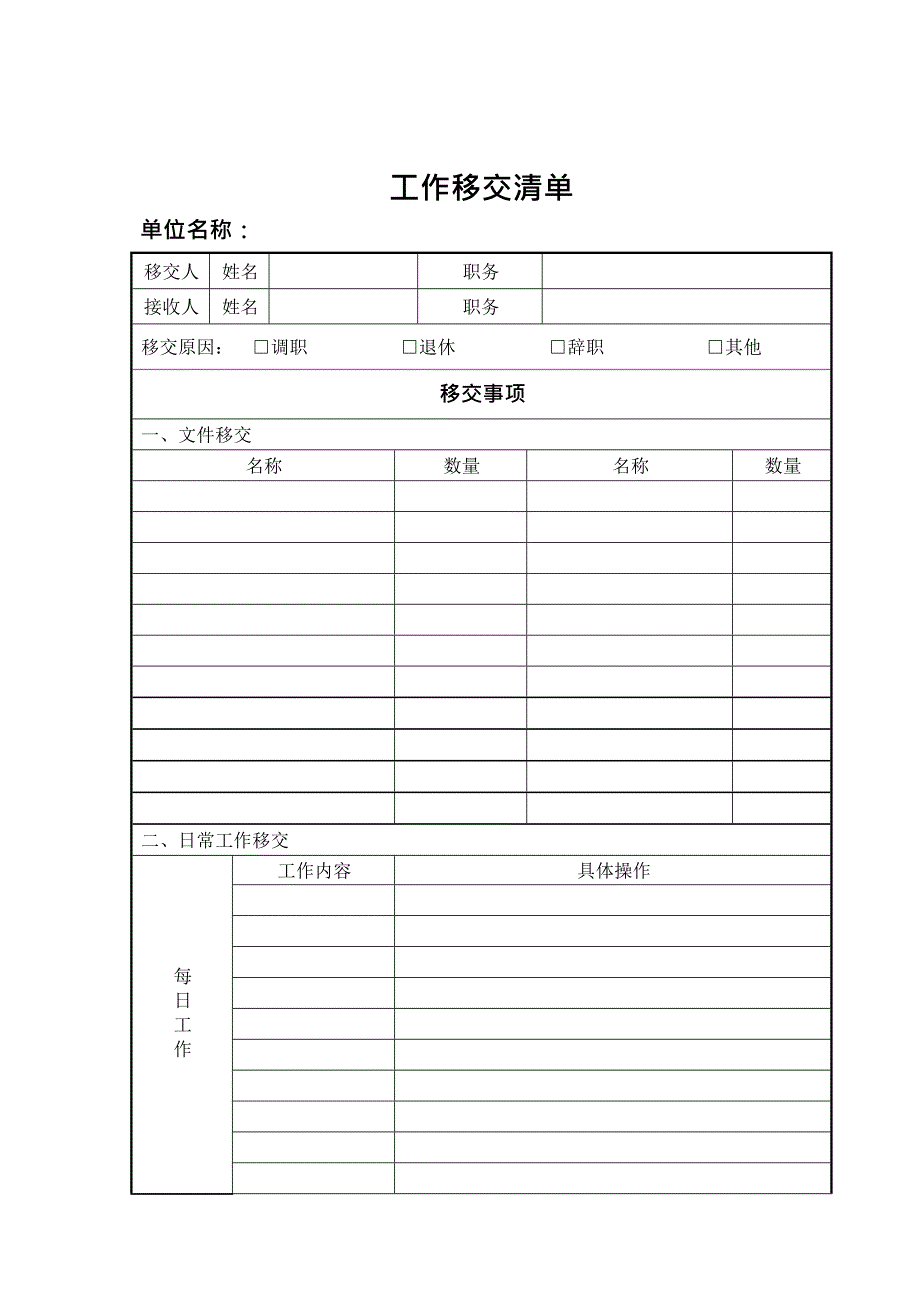 工作交接清单(最新整理)_第1页