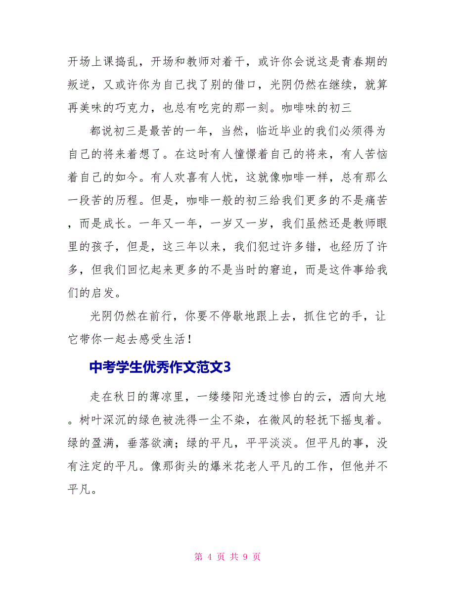 中考学生优秀作文范文_第4页