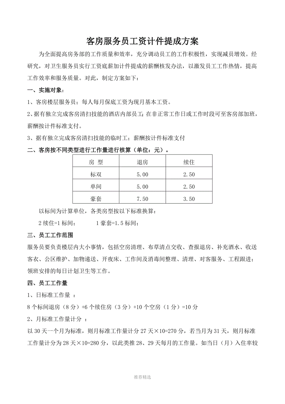 服务员工资计件提成方案(1)_第1页