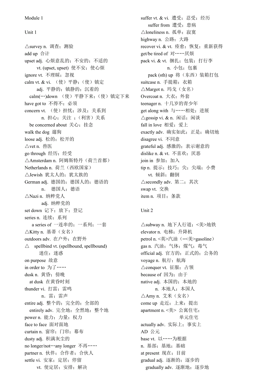 必修一到四 单词表.doc_第1页