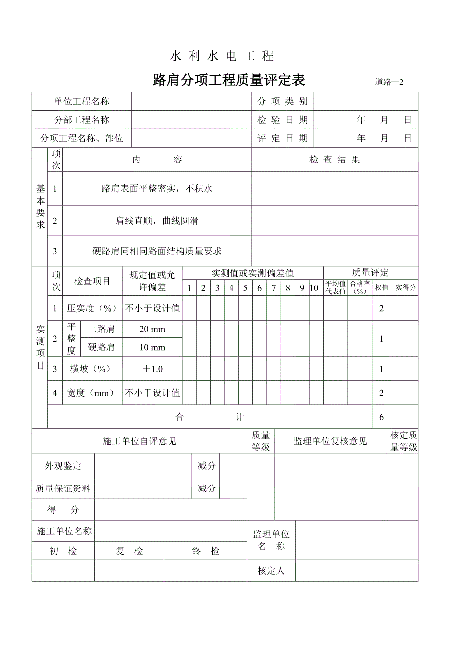 道路工程质量m评定表_第2页