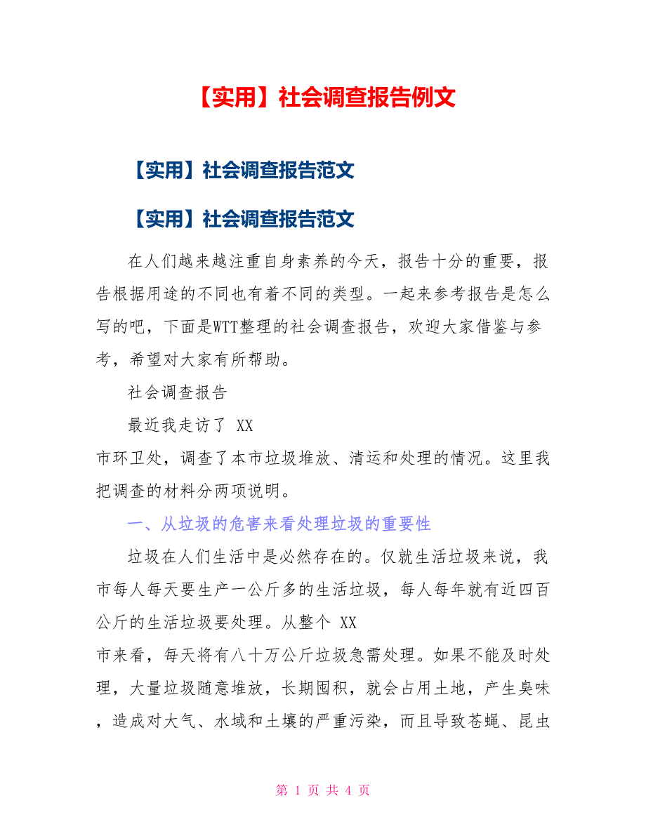 实用社会调查报告例文_第1页