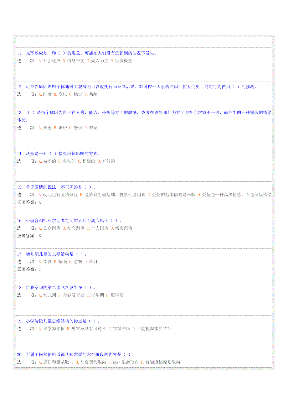 2013心理咨询师三级全真模拟 理论知识.doc_第2页