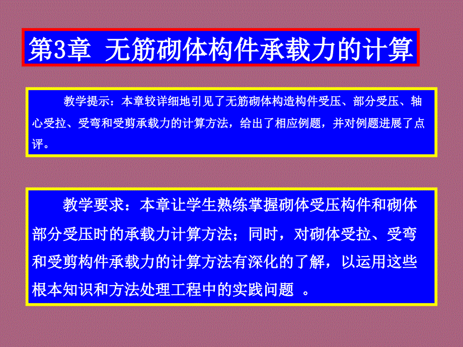 砌体结构第3章无筋砌体构件承载力的计算ppt课件_第1页