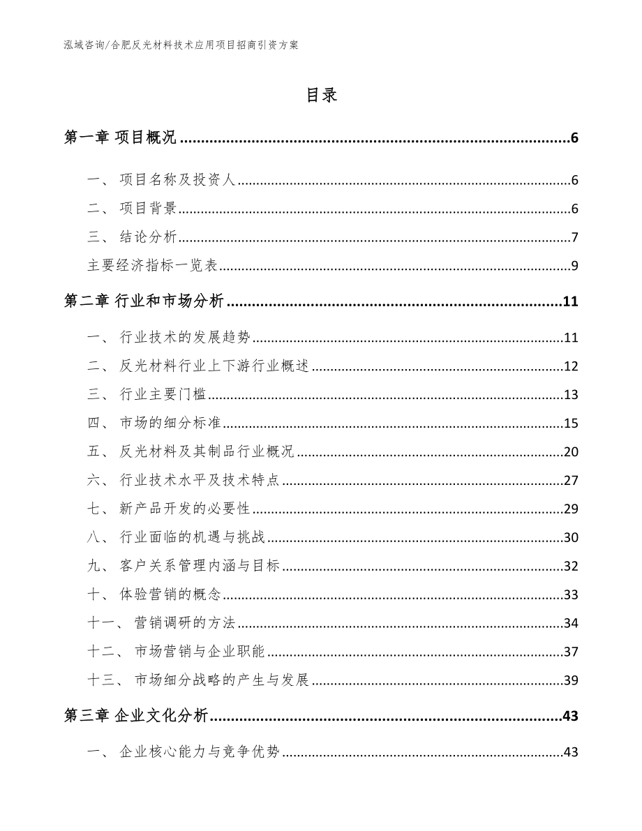 合肥反光材料技术应用项目招商引资方案_第1页