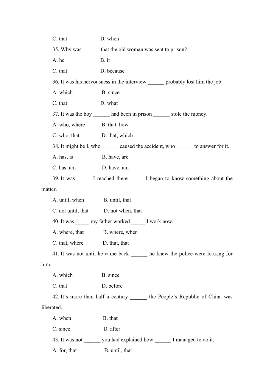 高中英语语法知识单项选择题专练 强调句（word版含解析）.doc_第4页