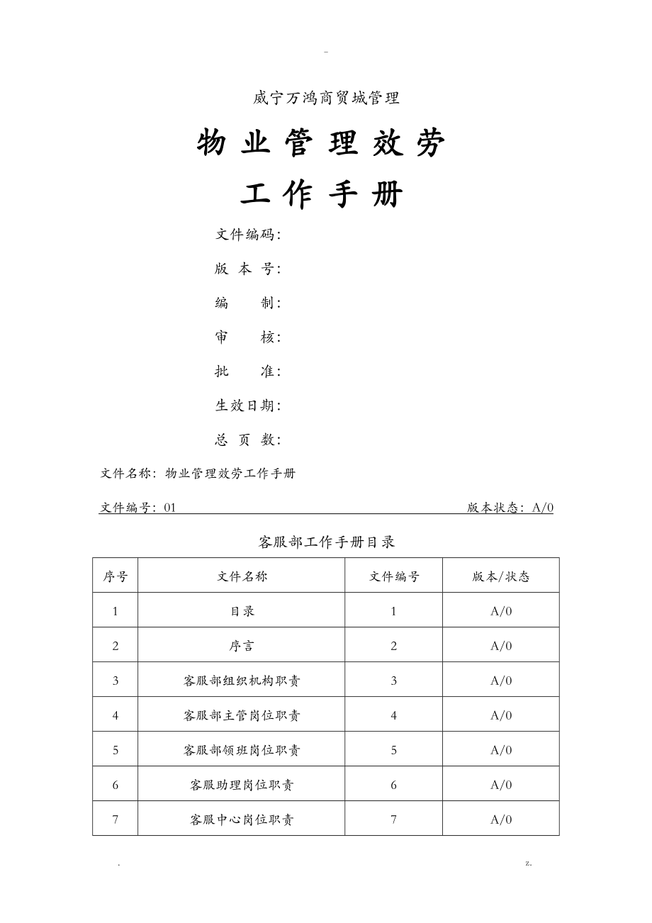 物业公司客服部工作手册_第1页