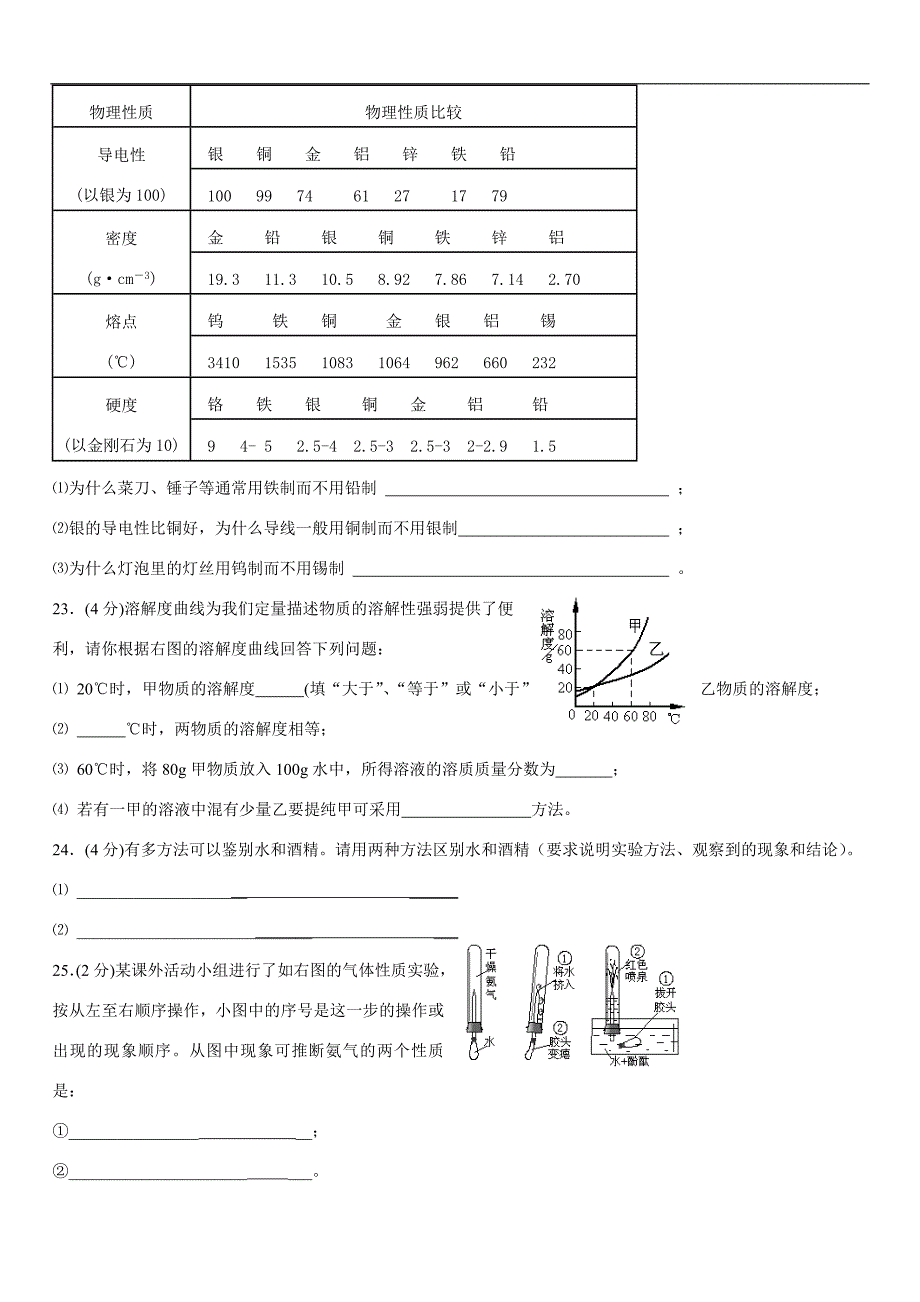 初三化学中考模拟试卷_第4页