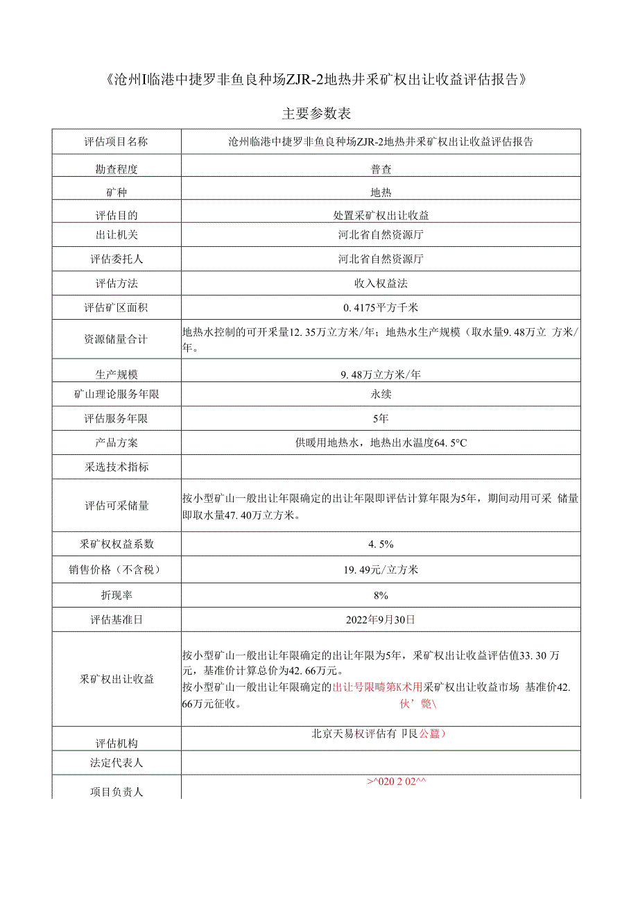 沧州临港中捷罗非鱼良种场ZJR-2地热井采矿权出让收益评估报告.docx_第3页