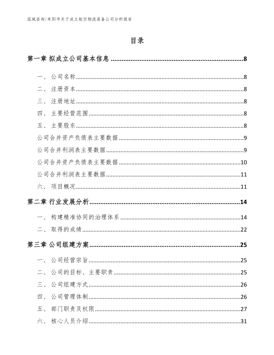 耒阳市关于成立航空物流装备公司分析报告_范文参考_第2页