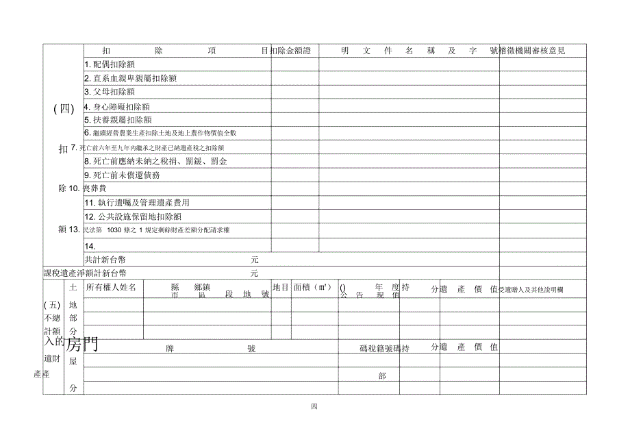 遗产税申报书_第4页