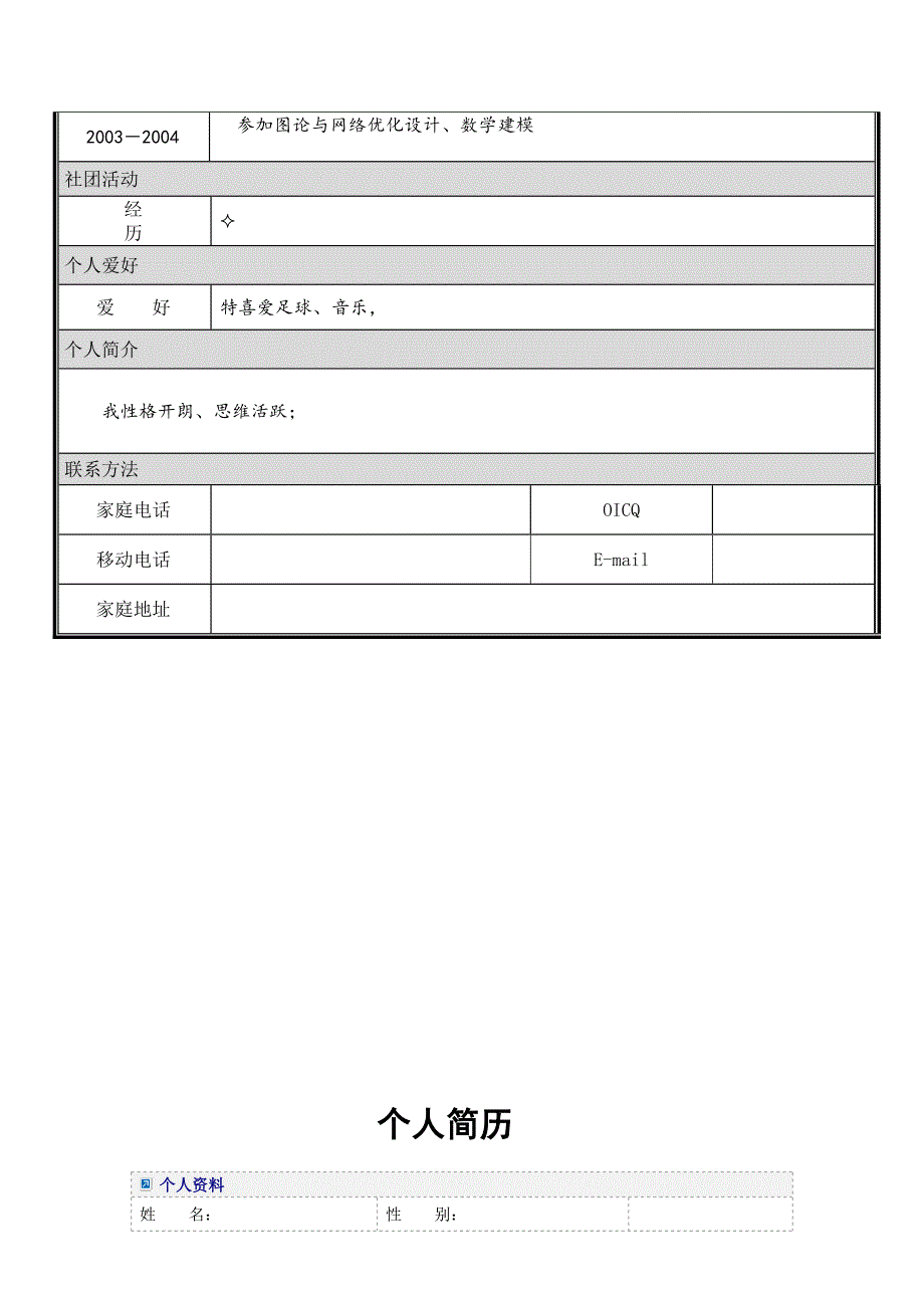 个人简历模板大全-可直接使用(word版)_第4页