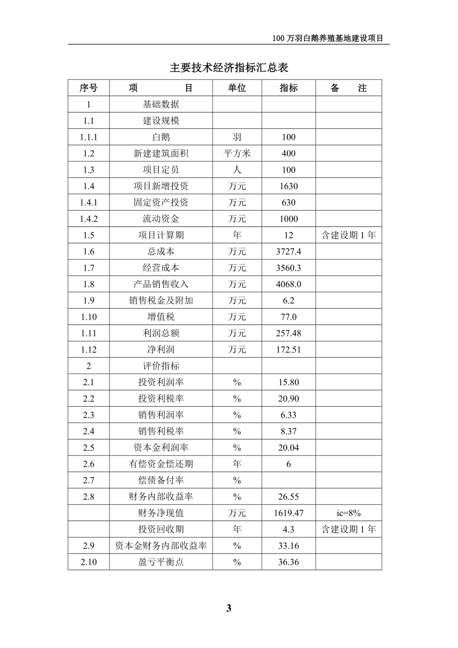 100万羽白鹅养殖基地建设项目可行性论证报告-(3).doc_第3页