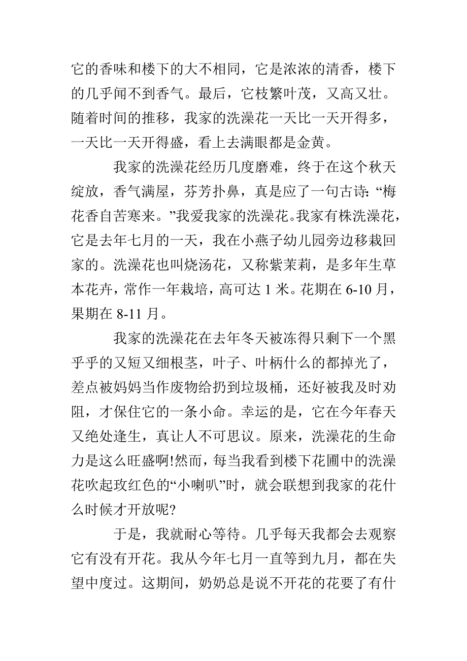 四年级状物作文500字 洗澡花_第2页