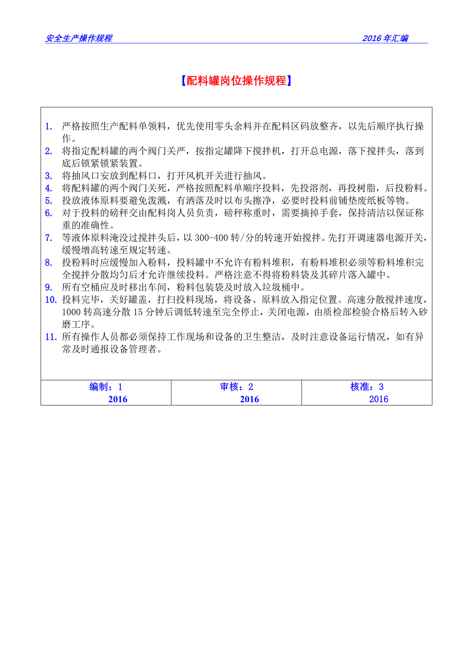 涂料安全生产操作规程(2016)汇编)_第1页