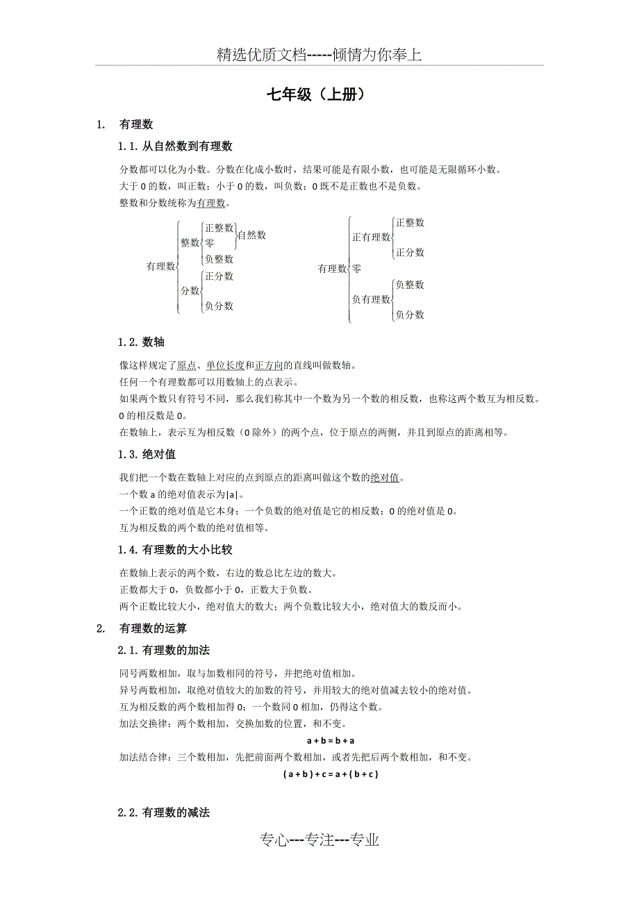 浙教版七年级数学上册知识点汇总_第1页