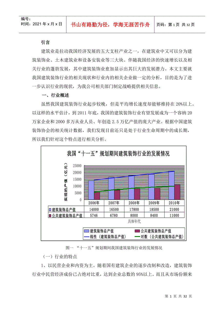 最新我国建筑装饰行业分析_第1页