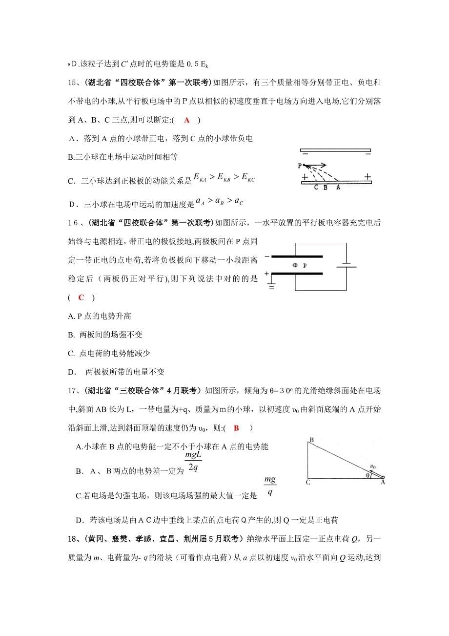 湖北省武汉市部分学校高三年物理(电磁学)调研试题_第5页