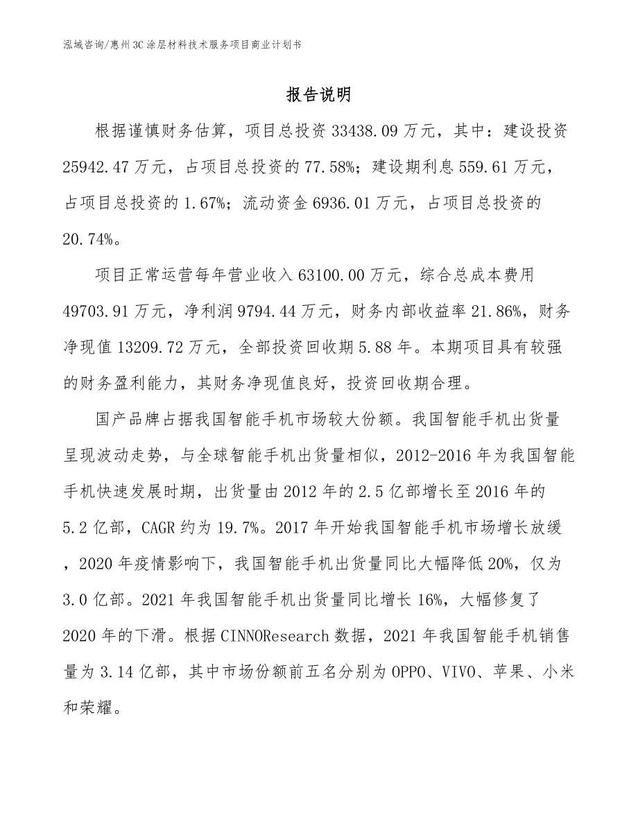 惠州3C涂层材料技术服务项目商业计划书_第2页