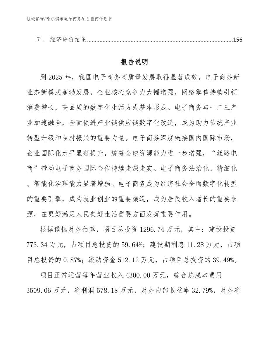 哈尔滨市电子商务项目招商计划书_第5页