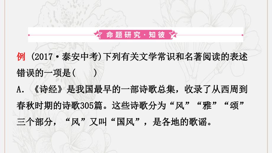 山东省泰安市中考语文专题复习九文学文化常识与名著阅读课件_第3页