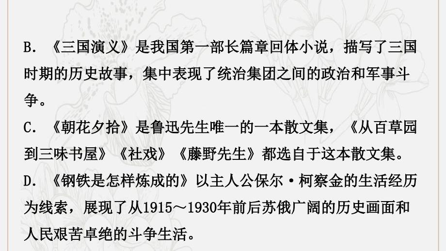 山东省泰安市中考语文专题复习九文学文化常识与名著阅读课件_第4页