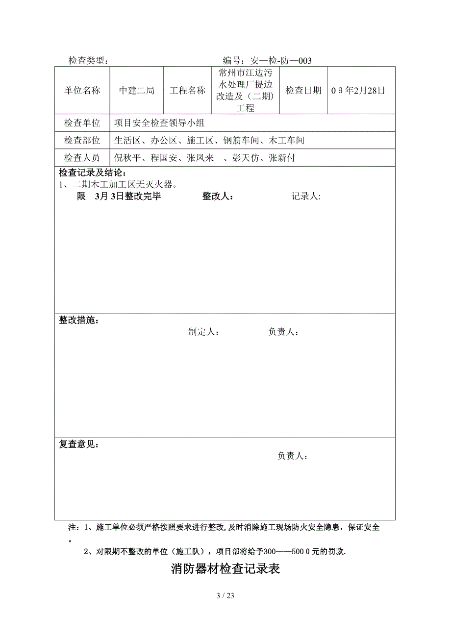 消防器材检查记录表3-6_第3页