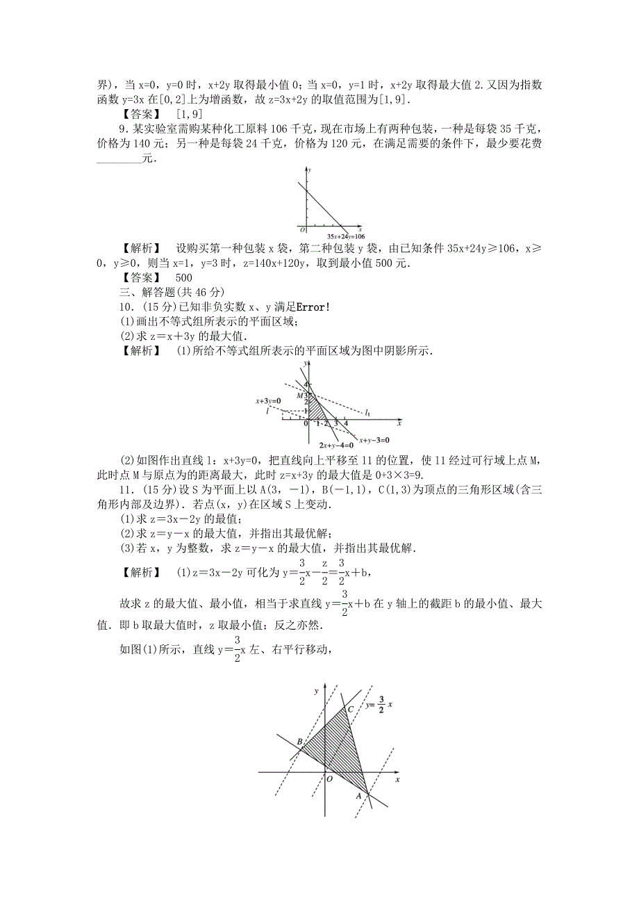 2011课件-高三数学一轮复习 简单线性规划随堂检测 文 北师大版_第3页