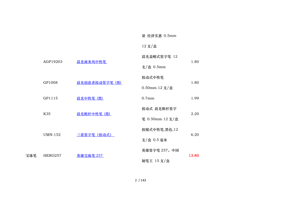 办公用品价格与清单_第2页