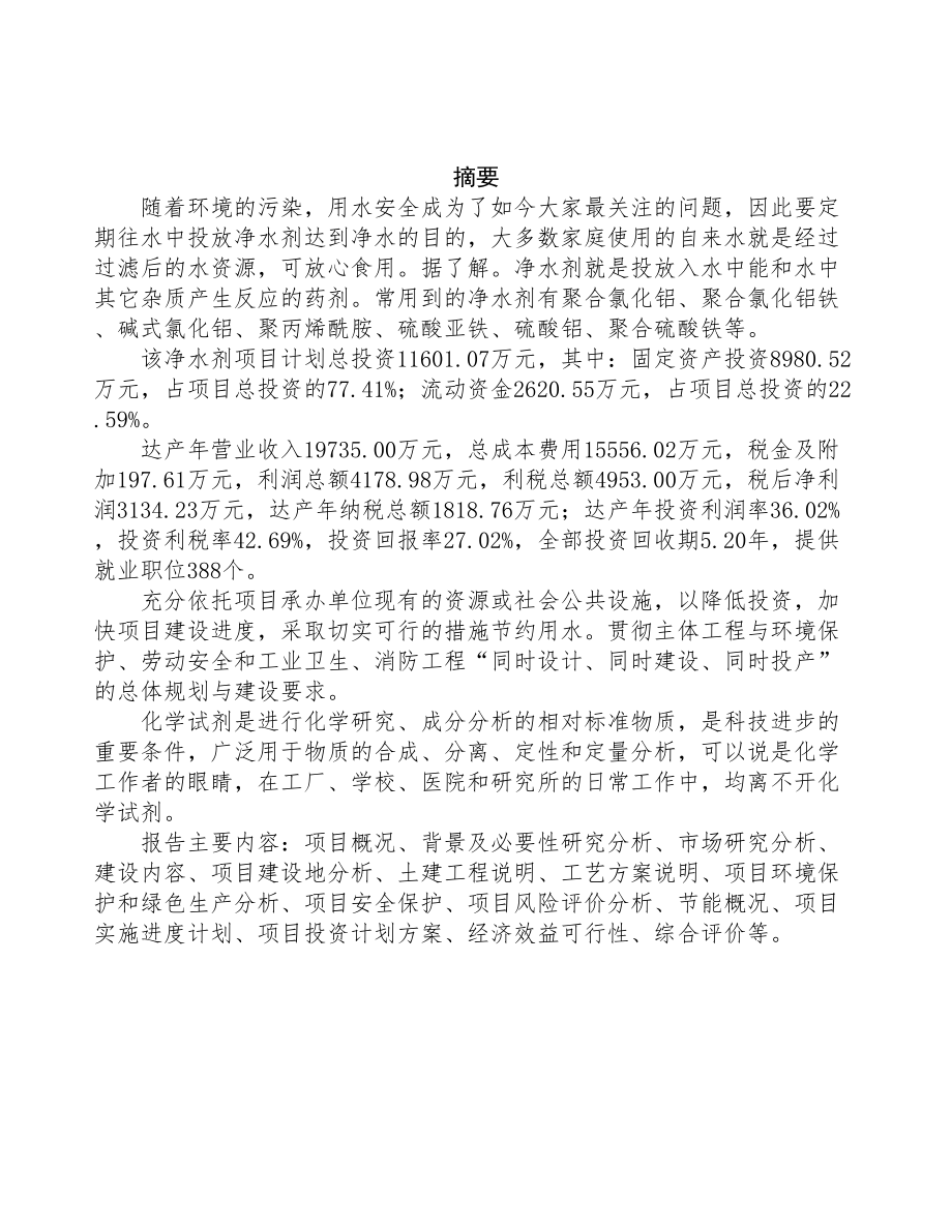 净水剂生产加工项目规划设计方案(DOC 73页)_第2页